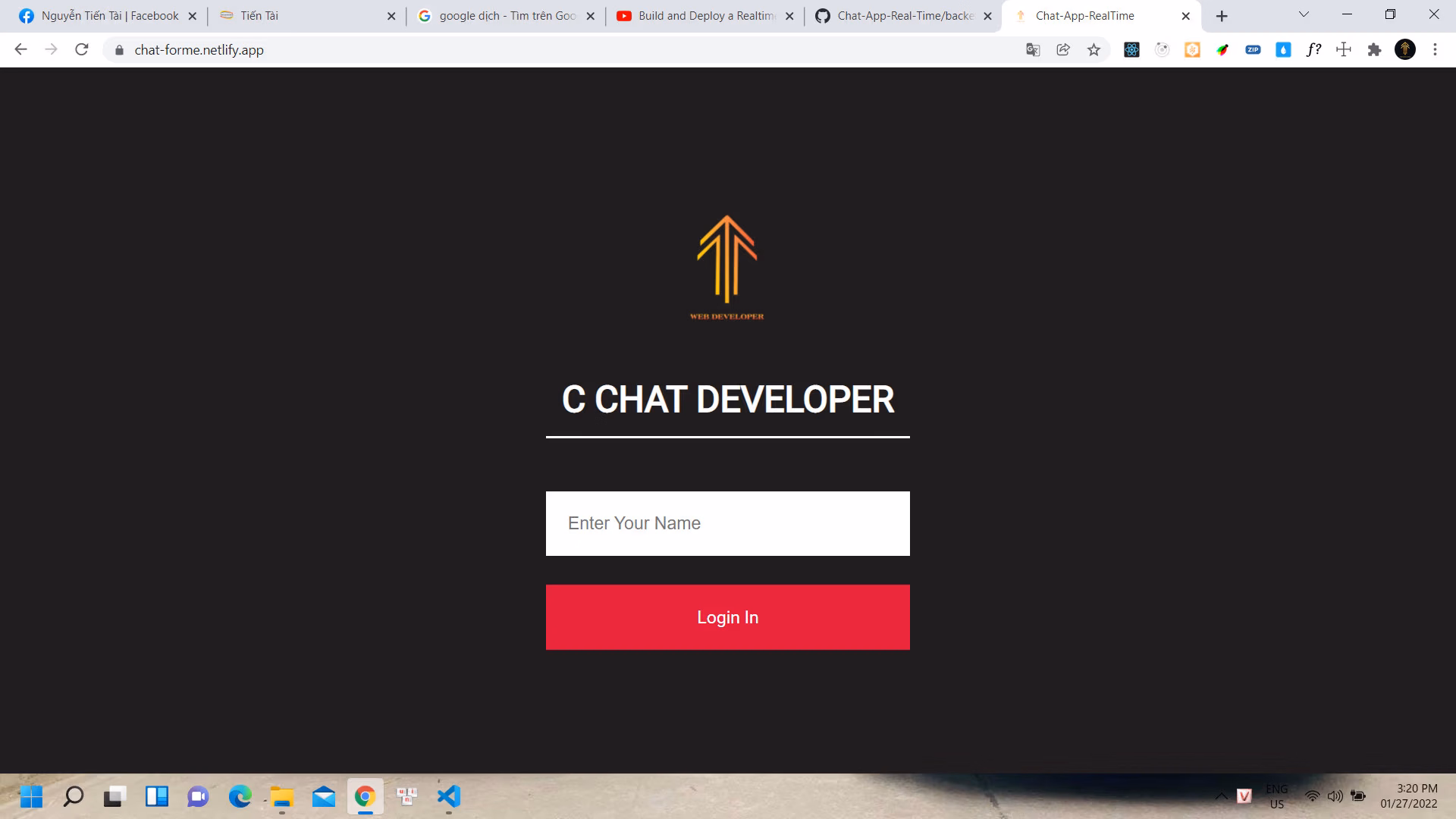 Web Chat Real Time Demo — Dự án bởi Nguyễn Tiến Tài