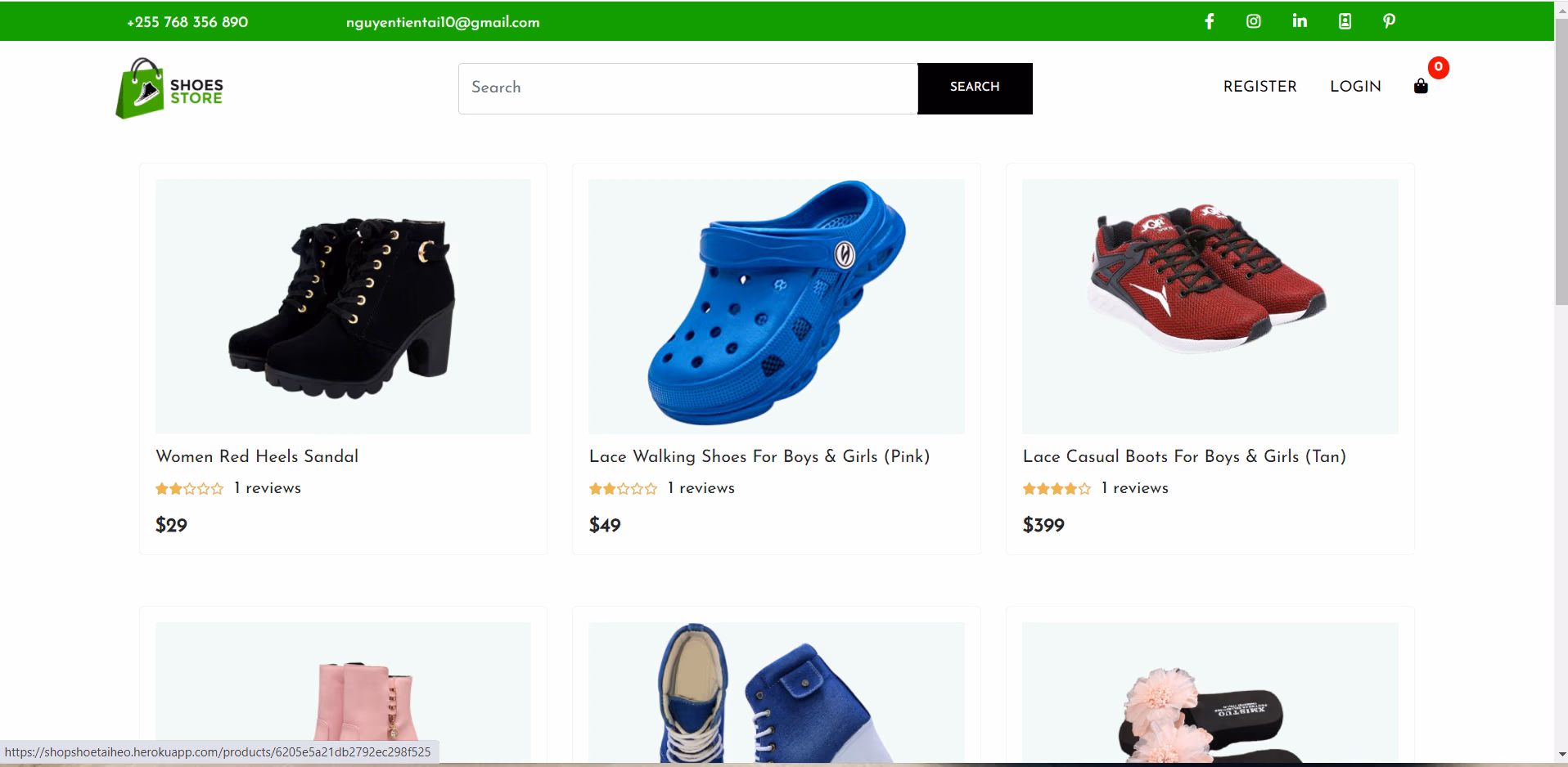 Web Shop Shoe — Dự án bởi Nguyễn Tiến Tài