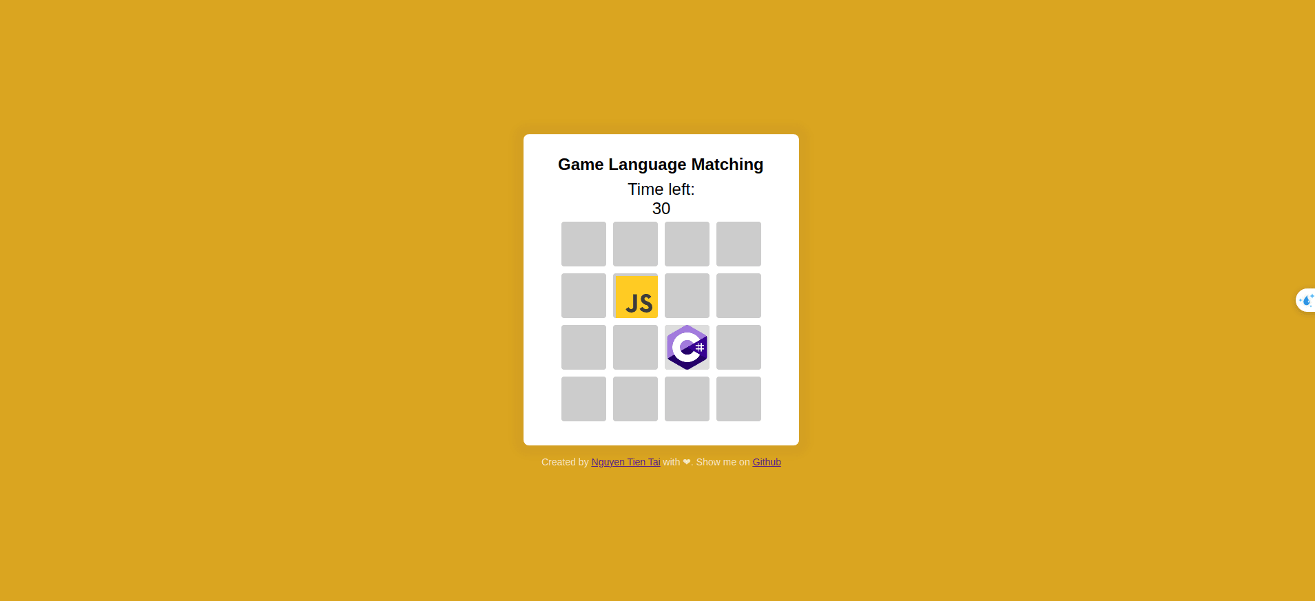 Web game match game — Dự án bởi Nguyễn Tiến Tài